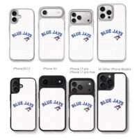 Arched Blue Jays text blue jay red maple leaf logo Phone Case