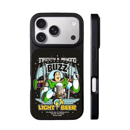 Buzz Lightyear cartoon holding beer with Infinity and Beyond text Phone Case