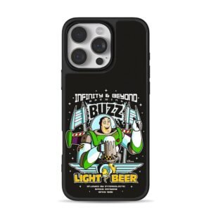 Buzz Lightyear cartoon holding beer with Infinity and Beyond text Phone Case