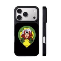 Cartoon Rogue from XMen with red and white hair and X emblem Phone Case