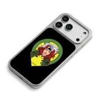 Cartoon Rogue from XMen with red and white hair and X emblem Phone Case
