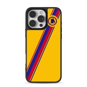 AS Roma wolf logo yellow background red blue diagonal stripe pattern Phone Case