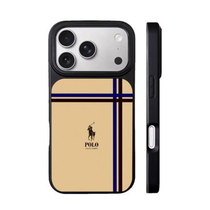 Beige plaid with Polo Ralph Lauren polo player logo Phone Case