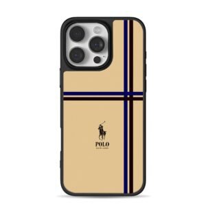 Beige plaid with Polo Ralph Lauren polo player logo Phone Case