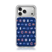 Chicago Cubs baseball logo pattern navy backdrop Phone Case