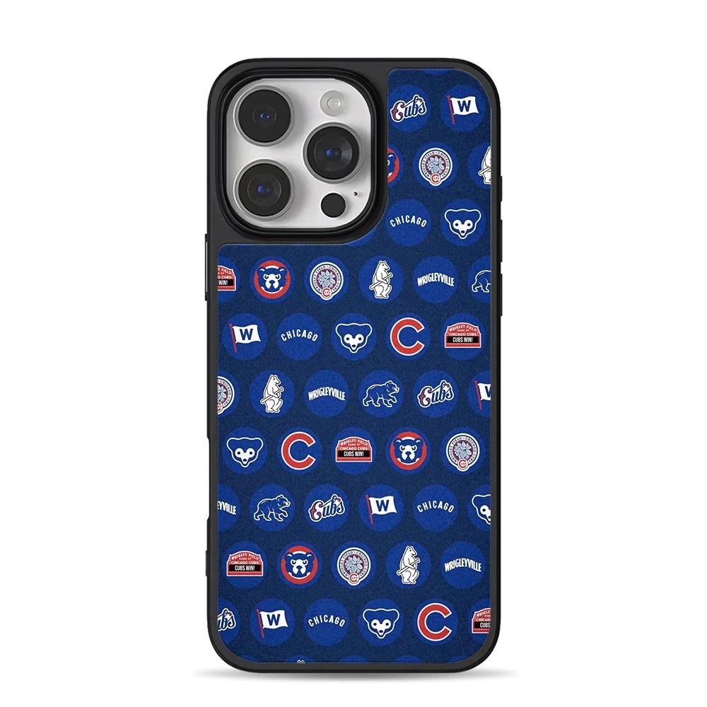 Chicago Cubs baseball logo pattern navy backdrop Phone Case Chicago Cubs baseball logo pattern navy backdrop Phone Case for iPhone 11-17 & Samsung Galaxy S24-S26 - Image 1