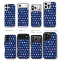 Chicago Cubs baseball logo pattern navy backdrop Phone Case