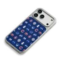 Chicago Cubs baseball logo pattern navy backdrop Phone Case