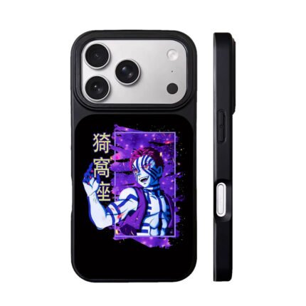 Akaza Demon Slayer anime with purple nebula frame Phone Case