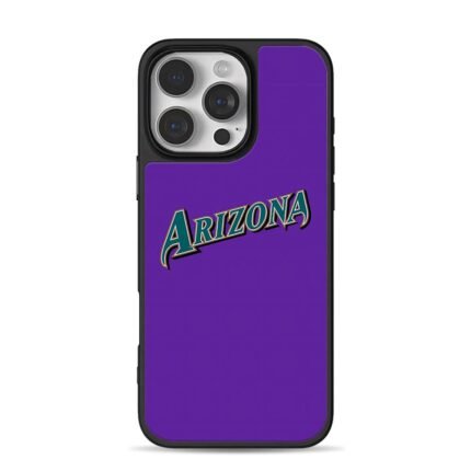Arizona teal text with black outline on purple bg Phone Case