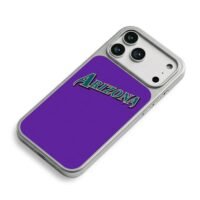 Arizona teal text with black outline on purple bg Phone Case