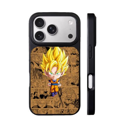 Chibi Super Saiyan Goku on DB manga background Phone Case