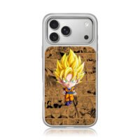 Chibi Super Saiyan Goku on DB manga background Phone Case
