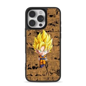 Chibi Super Saiyan Goku on DB manga background Phone Case