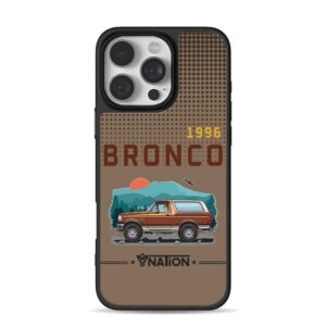 1996 Ford Bronco offroad pickup with sunset mountain forest landscape Phone Case