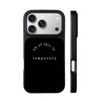 All of this is temporary gothic gold text on black Phone Case