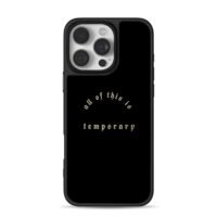 All of this is temporary gothic gold text on black Phone Case