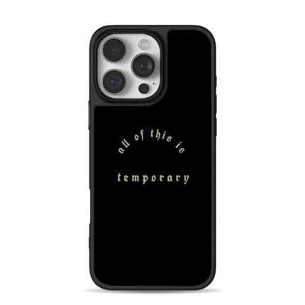 All of this is temporary gothic gold text on black Phone Case