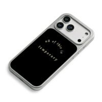 All of this is temporary gothic gold text on black Phone Case