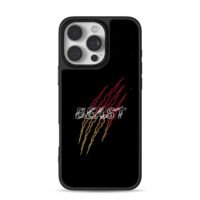 BEAST text with red gold claw slash marks on black backdrop Phone Case