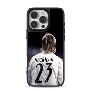 Back view of David Beckham Real Madrid No23 footballer Phone Case