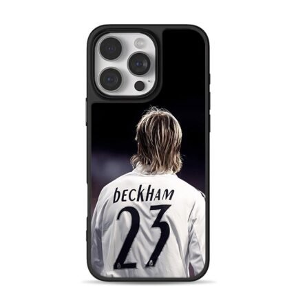 Back view of David Beckham Real Madrid No23 footballer Phone Case