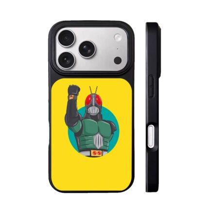 Cartoon Kamen Rider Black RX fist up on yellow Phone Case