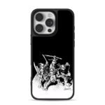 Black and white sketch of TMNT team with weapons Phone Case