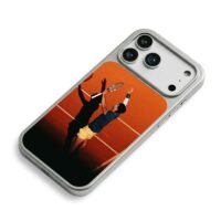 Carlos Alcaraz serving on clay tennis court Phone Case
