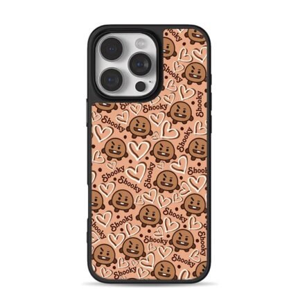 BT21 Shooky cartoon faces hearts and Shooky text Phone Case