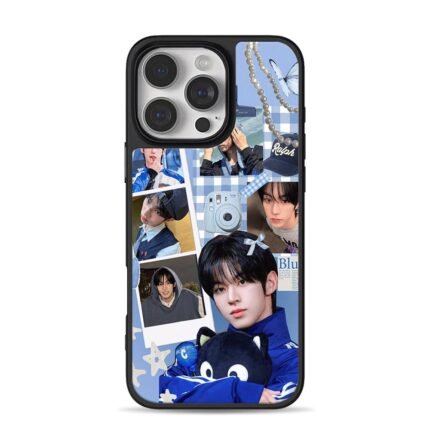 Blue kpop idol collage with camera butterfly decor Phone Case