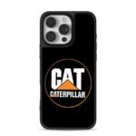 Caterpillar CAT branded logo with orange circular frame on black background Phone Case