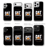 Caterpillar CAT branded logo with orange circular frame on black background Phone Case
