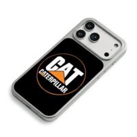 Caterpillar CAT branded logo with orange circular frame on black background Phone Case