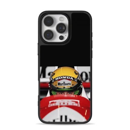 Ayrton Senna F1 driver with Honda Marlboro helmet Phone Case