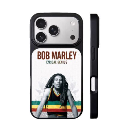 Bob Marley dreadlocks portrait Lyrical Genius text Phone Case