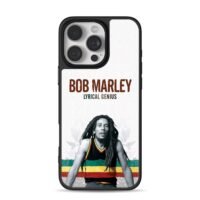 Bob Marley dreadlocks portrait Lyrical Genius text Phone Case