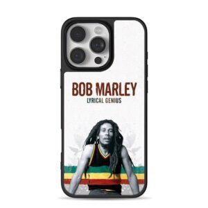 Bob Marley dreadlocks portrait Lyrical Genius text Phone Case