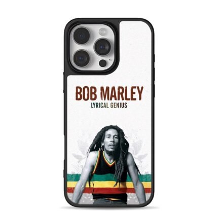 Bob Marley dreadlocks portrait Lyrical Genius text Phone Case