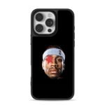 Allen Iverson NBA portrait with red star and blue headband on black background Phone Case