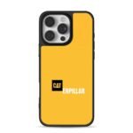 CAT Caterpillar logo and partial text on bright yellow background Phone Case