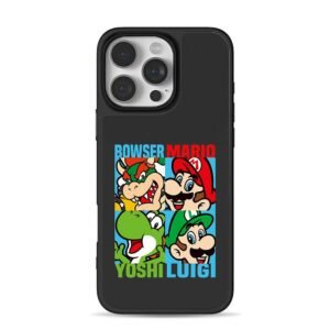 Bowser Mario Yoshi Luigi Super Mario 4 square art Phone Case