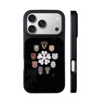 Black Clover emblems around white four leaf clover Phone Case