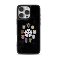 Black Clover emblems around white four leaf clover Phone Case