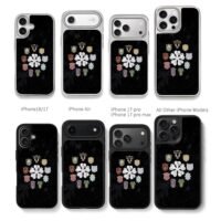 Black Clover emblems around white four leaf clover Phone Case