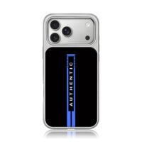 AUTHENTIC text blue stripe black backdrop Phone Case