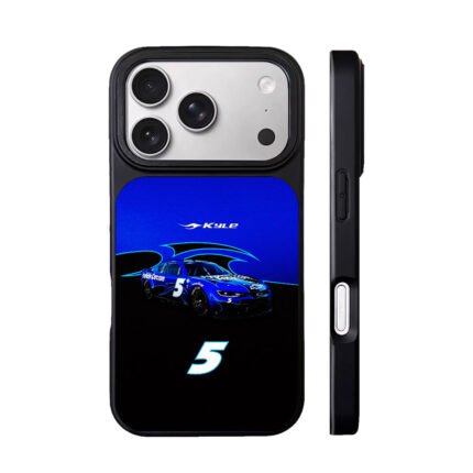 Blue Kyle No5 NASCAR stock car with flame graphics Phone Case
