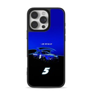 Blue Kyle No5 NASCAR stock car with flame graphics Phone Case