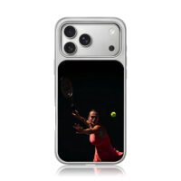 Aryna Sabalenka swings racket to hit tennis ball Phone Case