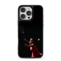 Aryna Sabalenka swings racket to hit tennis ball Phone Case